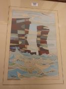 'Old Man of Hoy Orkney' signed titled and dated by Sidney J Smith 199, artist's address label '