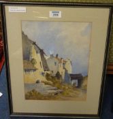 'Village Scene', watercolour by Valentine Francis Rowe signed