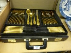 Gold plated canteen of cutlery by Solingen - 12 place settings (1 dessert spoon missing)
