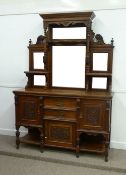 Late Victorian walnut mirror back sideboard, H217cm x W154cm