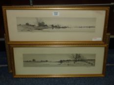 A pair of estuary views, engravings, signed by E L Field, late 19th Century, framed and glazed, 23cm