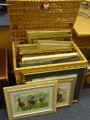 Large quantity of watercolours and oils, mostly by Nancy Gray in a wicker hamper