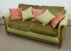Barker & Stonehouse pair two seat settees in green cover with feather cushions