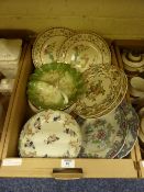 Pair of Copeland Canton plates, pair of Wedgwood Camellia plates, Victorian tri-foil dish, other