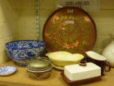 Art Nouveau period copper and brass tray, Carlton Ware dish and drainer etc