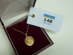 Hallmarked 9ct gold St Christopher pendant on chain approx 6.6gm