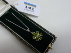 Peridot and diamond pendant stamped 925