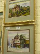 'St Basil's, Moscow', pair of Russian School watercolours signed and dated