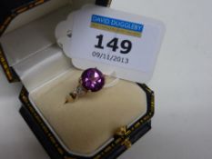 Rubellite and diamond ring hallmarked 9ct