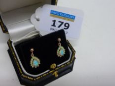 Pair of opal drop ear-rings stamped 375