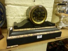 Late 19th Century slate and variegated marble mantle clock, French striking movement resale by