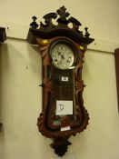 Reproduction mahogany 31-Day wall clock in the Victorian taste, 87cm high