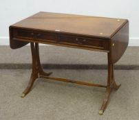 Reproduction mahogany sofa table, W99 x H73cm