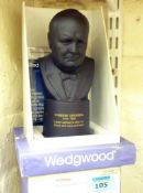 Wedgwood basalt ware model of Churchill modelled by Arnold Machin R.A, boxed