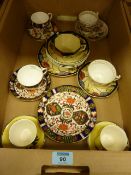 Royal Crown Derby and Derby style 'Imari' pattern cups, saucers and side plates and Royal Doulton