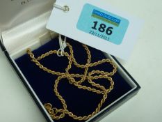 Gold rope twist necklace hallmarked 9ct approx 11.9gm