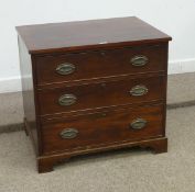 19th Century low mahogany three drawer chest with crossbanded top, 77cm x 71cm