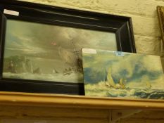 Sailing Boat Rounding the Lighthouse, oil on board signed by P J Wintrip and a small oil on panel of