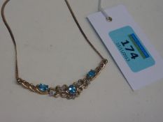 Diamond and blue stone necklace stamped 375