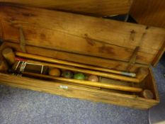Wooden croquet set for four, early 20th century, boxed