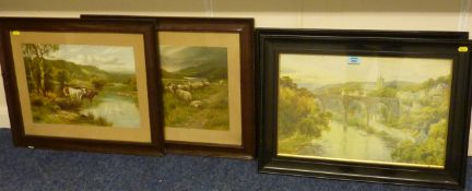 Pair of colour prints after A Varnell, with two other prints of cattle