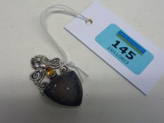 Druzy and citrine pendant stamped 925