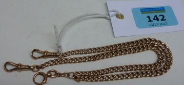 Rose gold Albert, each link stamped 375, hallmarked approx 26.2gm