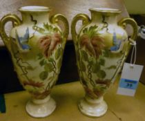 Pair of Royal Bonn blush ivory and gilt vases, Late 19th/ Early 20th Century