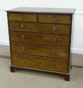 George III mahogany chest of two short and four long graduating drawers, W113cm x H150cm