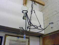 Contemporary steel candle stand and matching chandelier