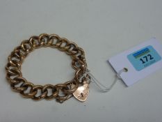 Edwardian rose gold scroll link curb chain bracelet with padlock hallmarked 9ct approx 27gm