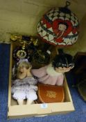 Betty Boop Tiffany style table lamp, Betty Boop telephone, doll, music box and further items