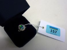 Black opal and diamond ring