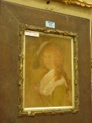 Oil on board of a lady, 1906 signed by M Newby