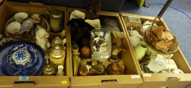 Collection of ceramics, resin animals and miscellanea in three boxes