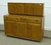 Ercol Windsor light elm two drawer sideboard with four raised cupboards, W136cm