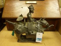 Korean ceramic 'Silla' horse and rider based on an ancient Korean original
