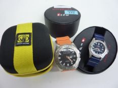 Hyperbar oil filled diver's watch, Body Glove watch, both cased