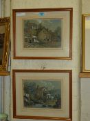 Pair of 19th Century watercolours of a mill and other building, 24cm x 18cm