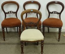 Harlequin set of four mahogany balloon back chairs, 19th Century