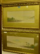 Loch scenes, pair 19th century watercolours signed by E Lewis
