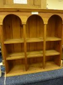 Pine open wall shelves with three arch front