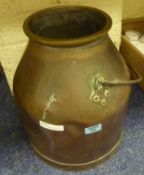 19th Century brass mounted copper milk bucket, 36.5cm high