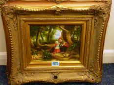 Lost in the woods, oil on canvas, gilt frame
