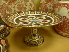 Royal Crown Derby Imari pattern pedestal dish, 20th Century, 25cm dia