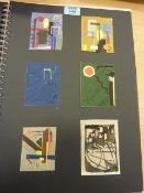 A folio of modernist ink and watercolour sketches with collage