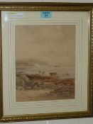 'Low Tide near Falmouth', watercolour by J G Philip signed