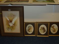 Wildlife studies, collection of five watercolours