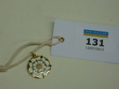 Gold and enamel Yorkshire rose pendant hallmarked