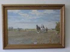 Harrowing Team, oil on canvas signed by Stanley Clark